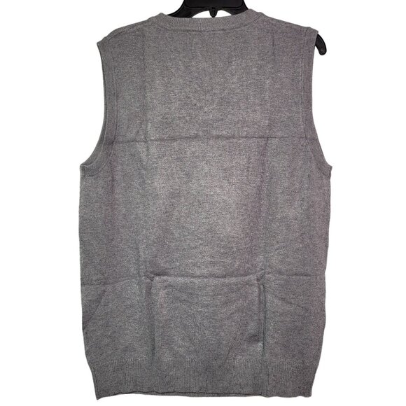 Men's Business Grey V-Neck Sleeveless Sweater Vest Pullover Size Large - Picture 2 of 8